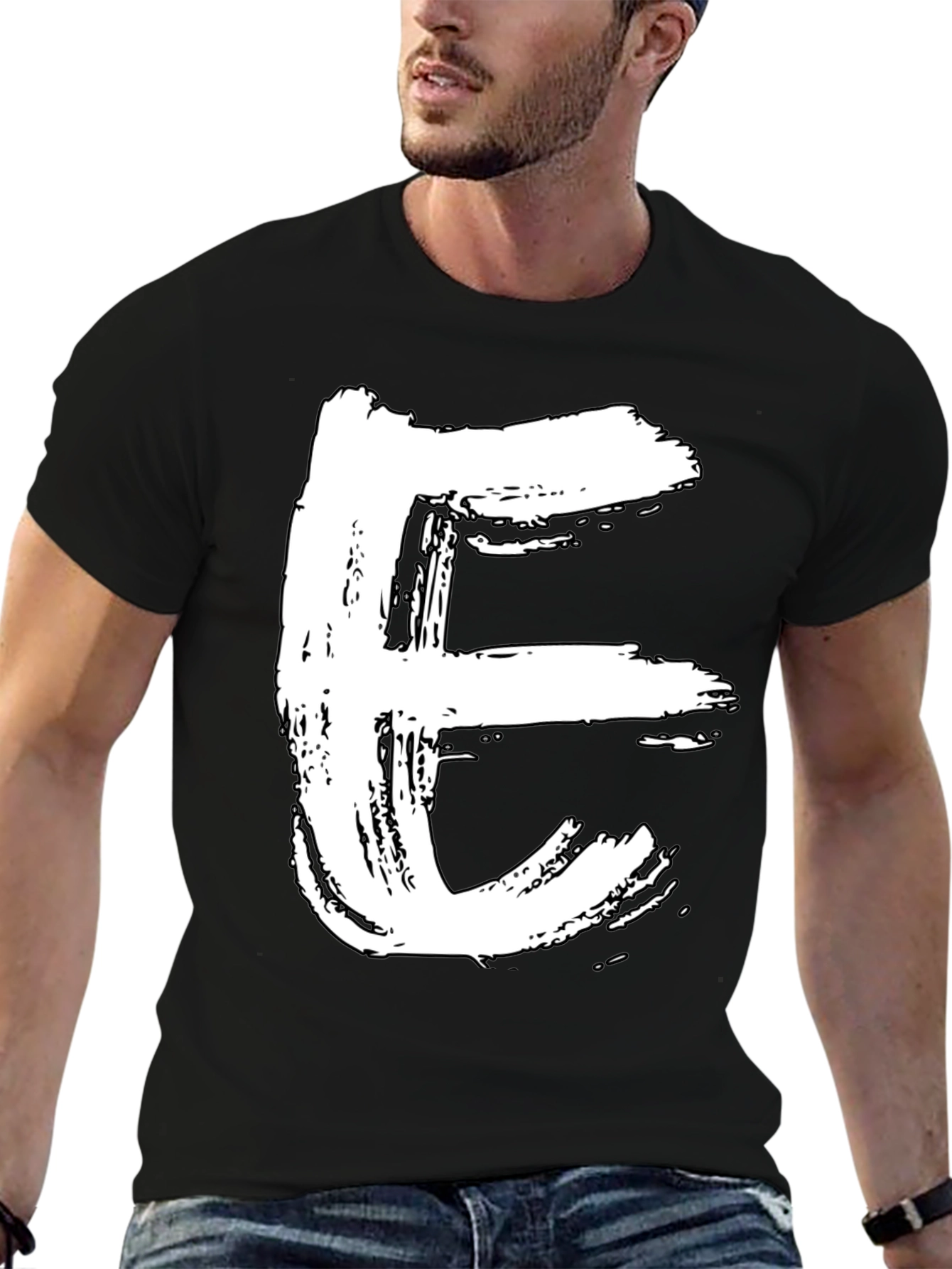 Bold Letter E Graphic Tee - Casual Style