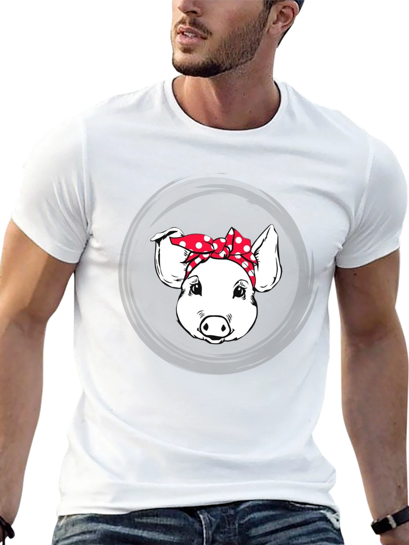 Pig with Bandana Graphic Tee - Black