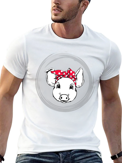Pig with Bandana Graphic Tee - Black