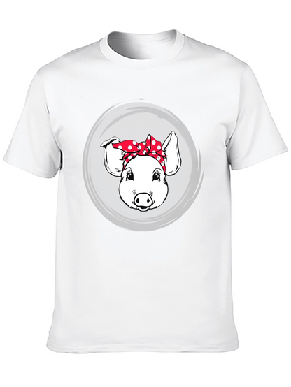 Pig with Bandana Graphic Tee - Black