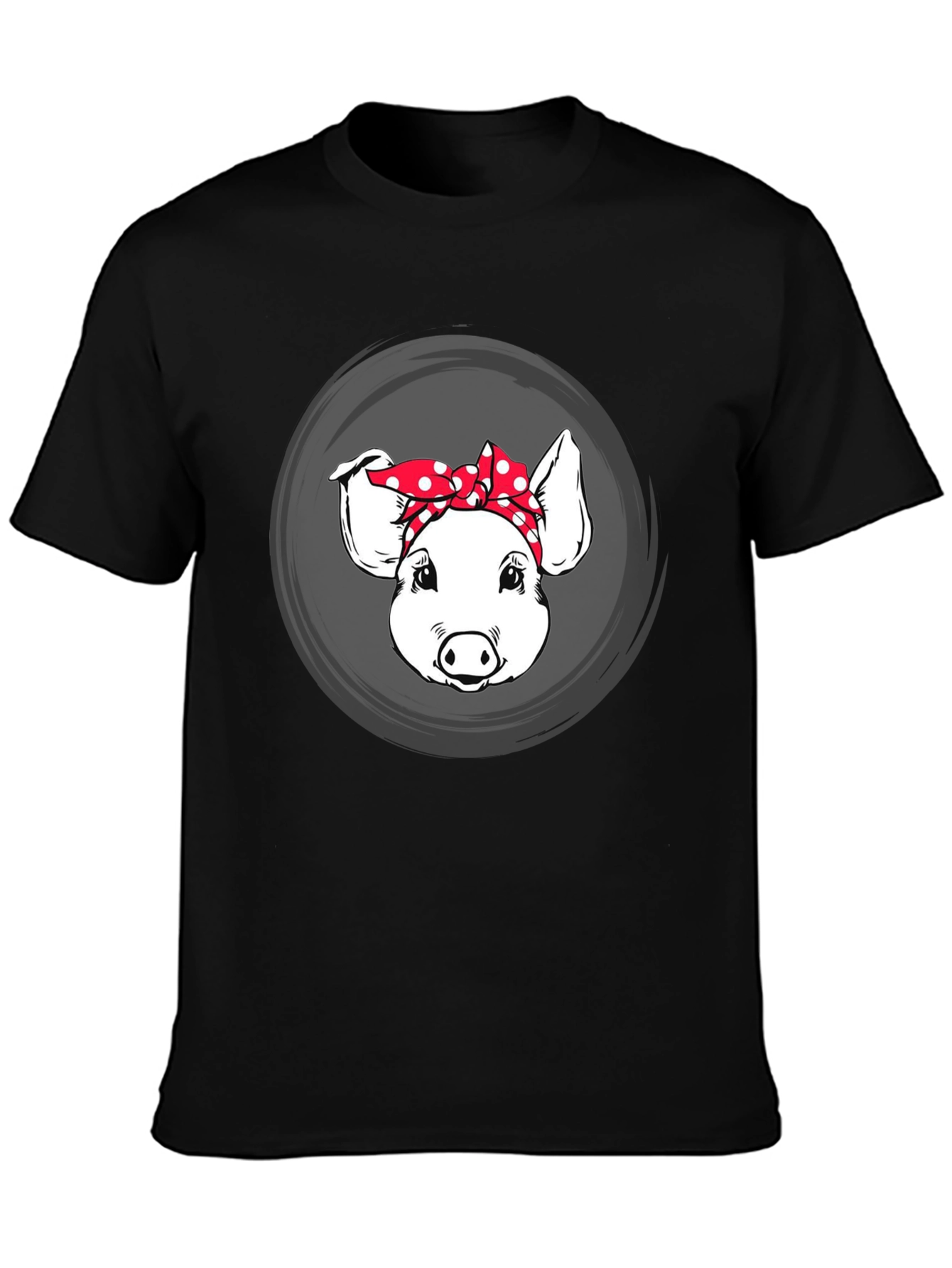 Pig with Bandana Graphic Tee - Black
