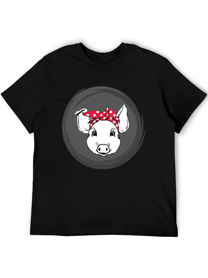Pig with Bandana Graphic Tee - Black