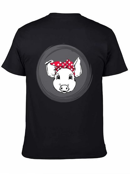 Pig with Bandana Graphic Tee - Black