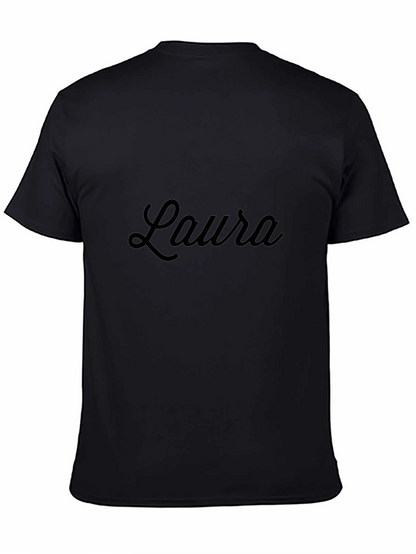 Laura Script Black T-Shirt - Personalized Gift