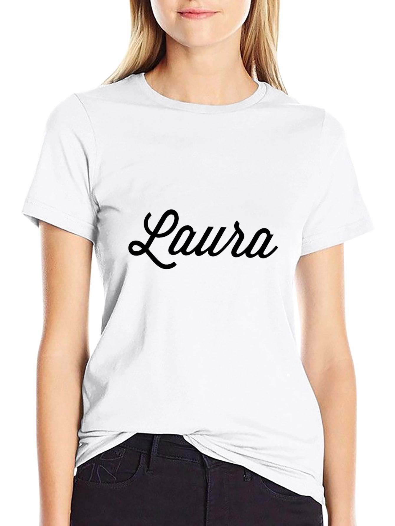 Laura Script Black T-Shirt - Personalized Gift