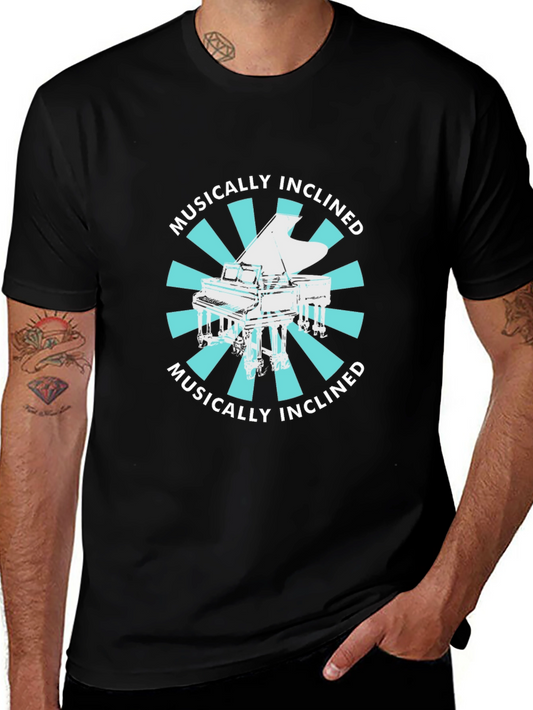 Musically Inclined Piano Graphic Tee - Black