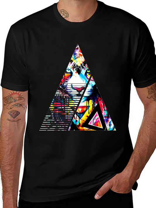 Abstract Triangle Tiger Graphic Tee