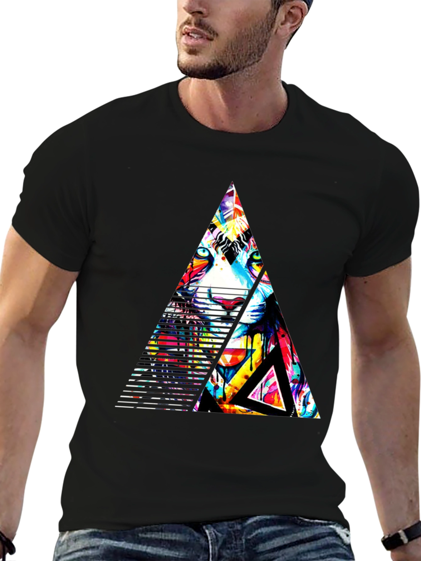 Abstract Triangle Tiger Graphic Tee