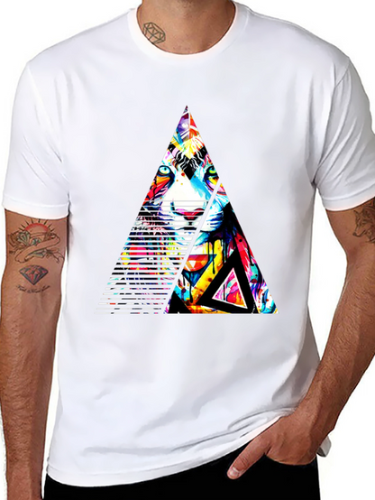 Abstract Triangle Tiger Graphic Tee
