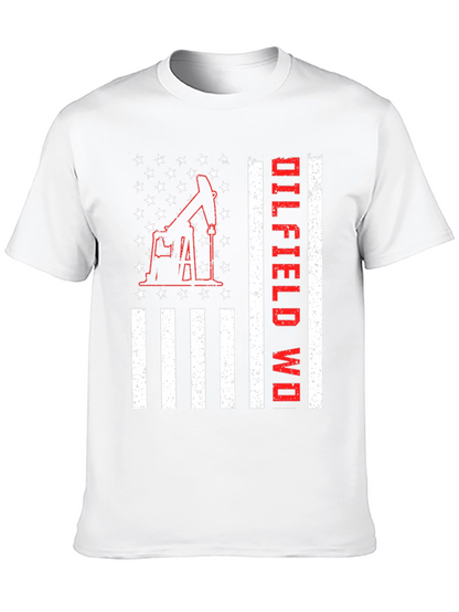 Oilfield Worker American Flag Graphic T-Shirt