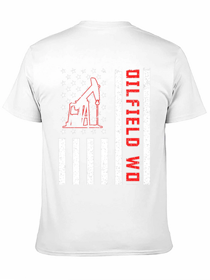 Oilfield Worker American Flag Graphic T-Shirt