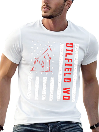 Oilfield Worker American Flag Graphic T-Shirt