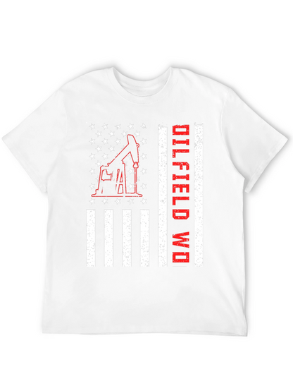Oilfield Worker American Flag Graphic T-Shirt