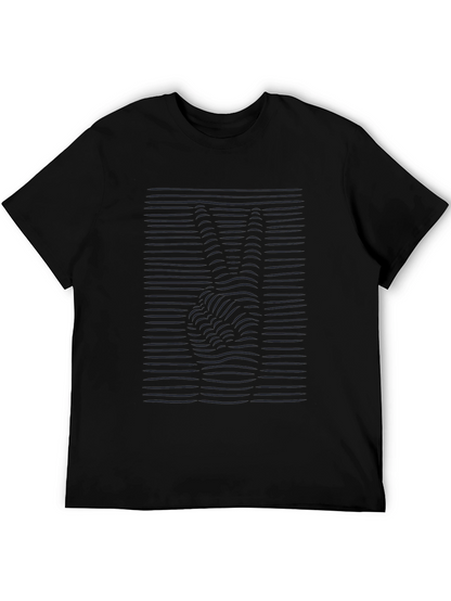 Black Wavy Peace Sign T-Shirt