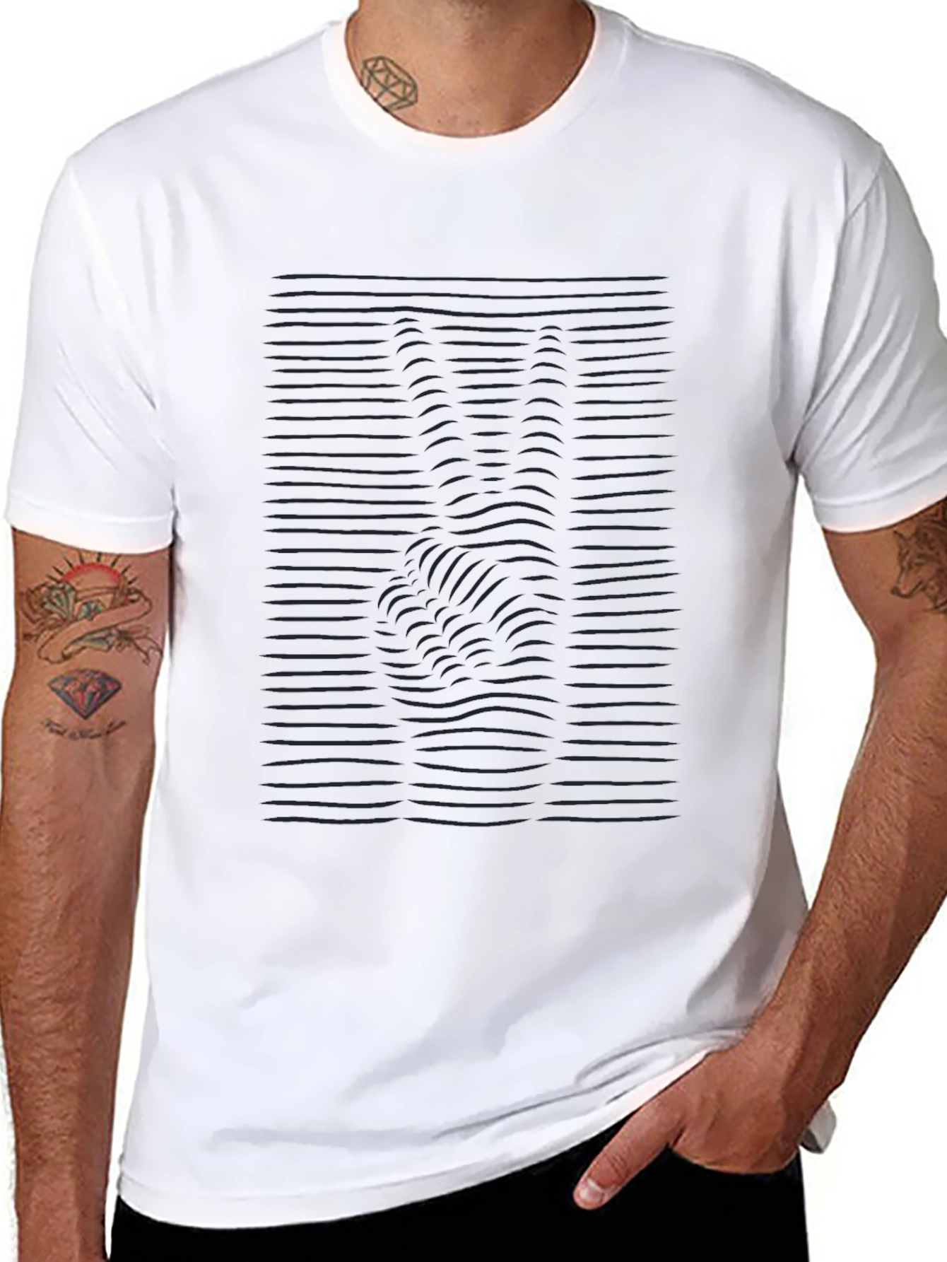 Black Wavy Peace Sign T-Shirt
