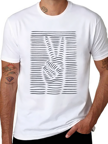 Black Wavy Peace Sign T-Shirt