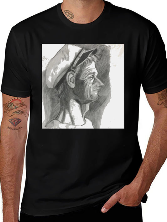 Pencil Portrait Graphic Black T-Shirt