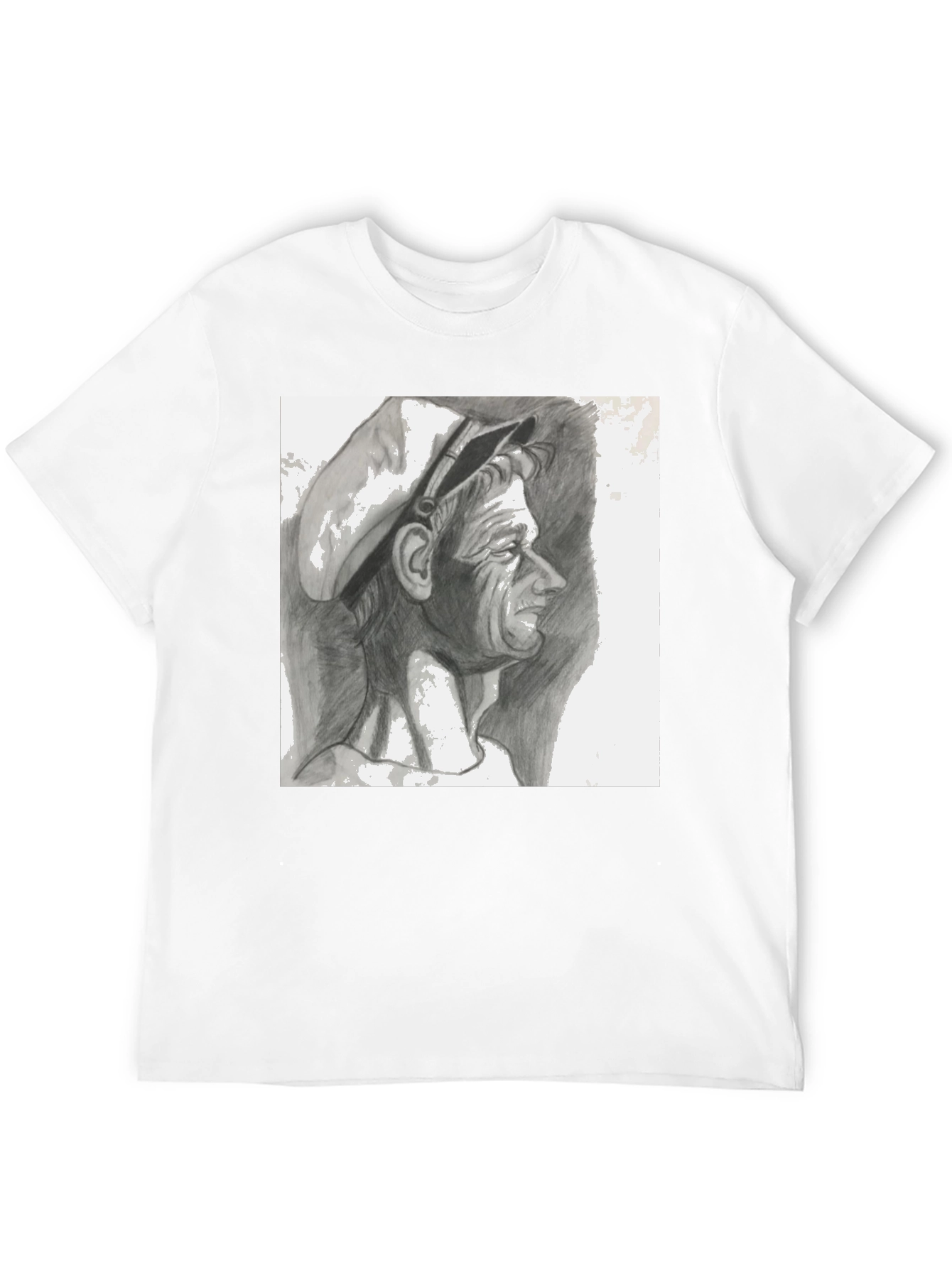 Pencil Portrait Graphic Black T-Shirt