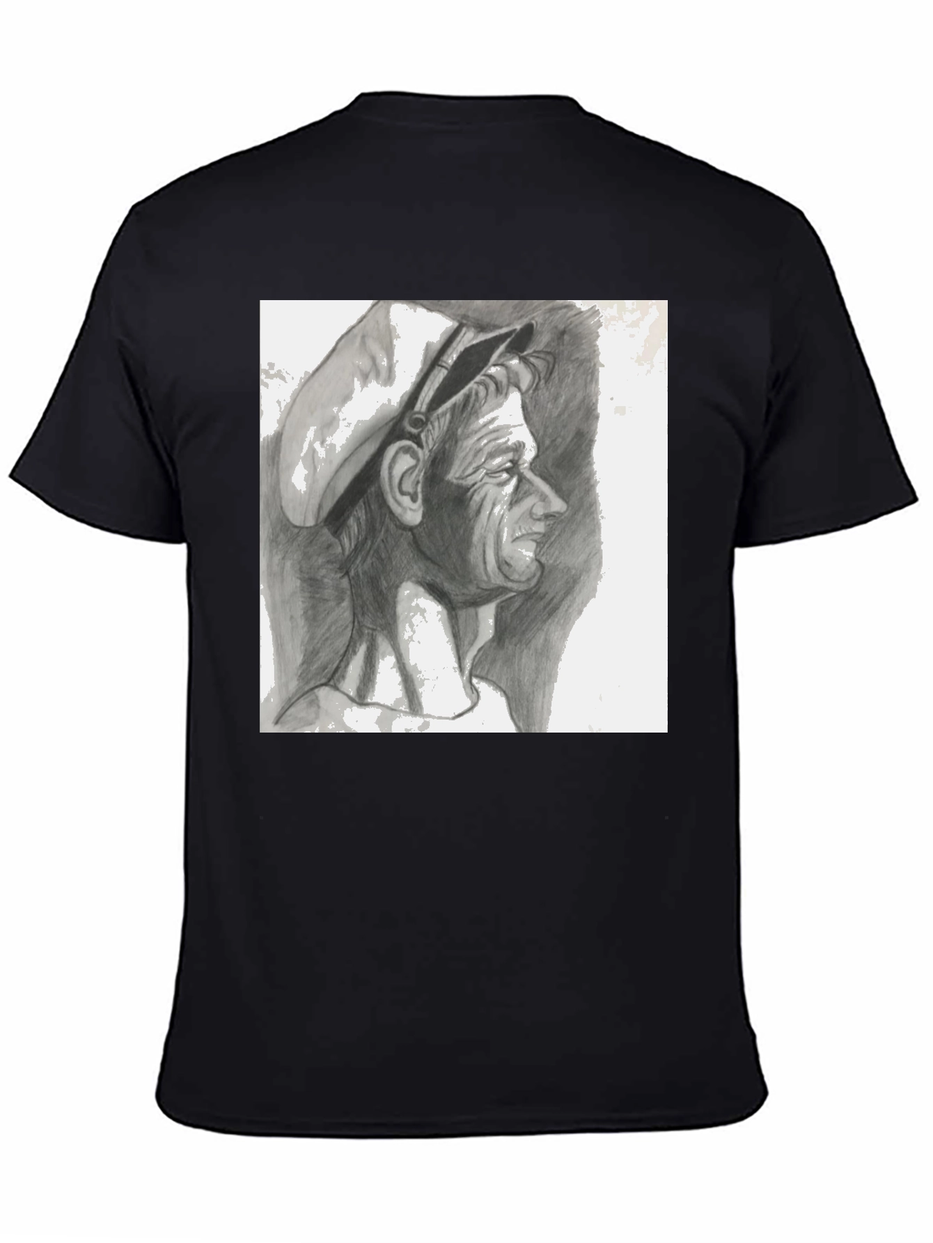 Pencil Portrait Graphic Black T-Shirt
