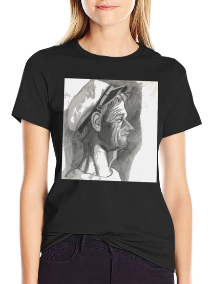 Pencil Portrait Graphic Black T-Shirt