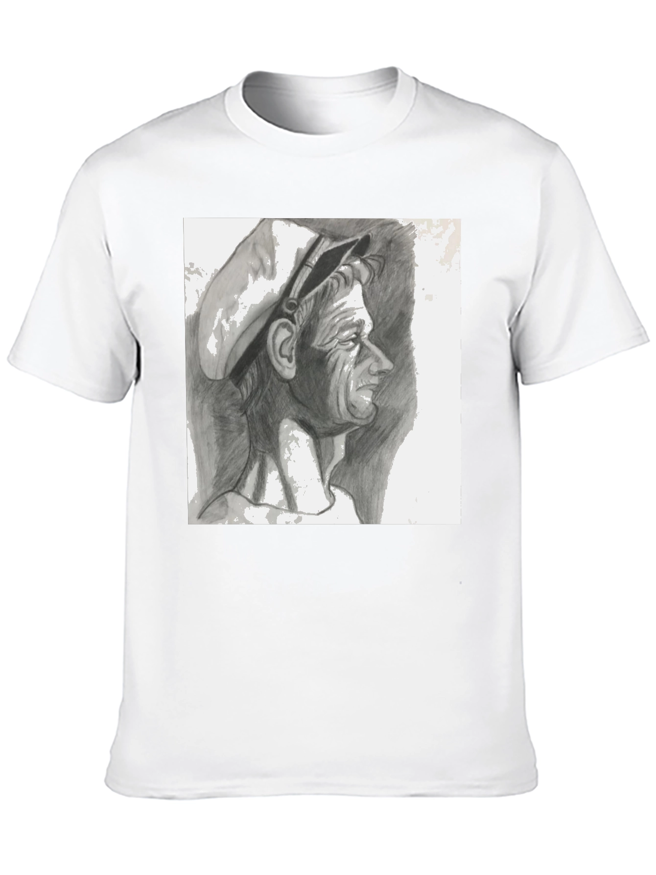 Pencil Portrait Graphic Black T-Shirt