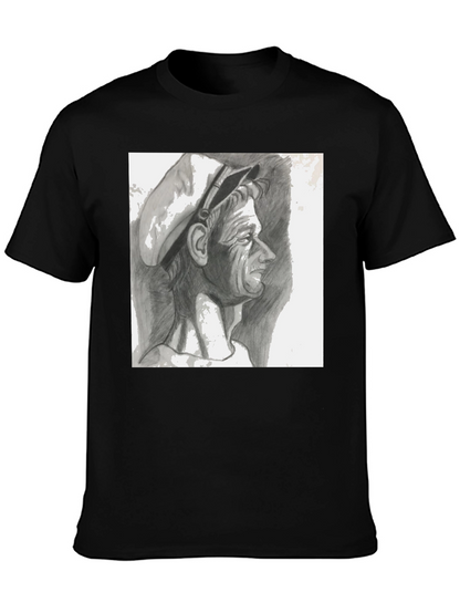 Pencil Portrait Graphic Black T-Shirt