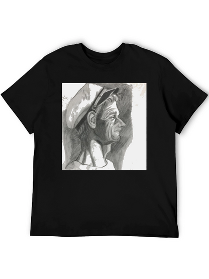 Pencil Portrait Graphic Black T-Shirt