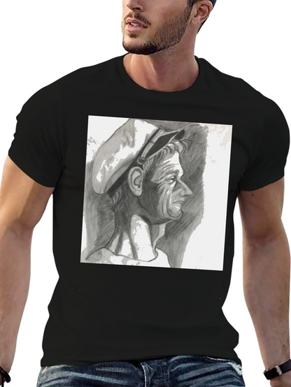 Pencil Portrait Graphic Black T-Shirt