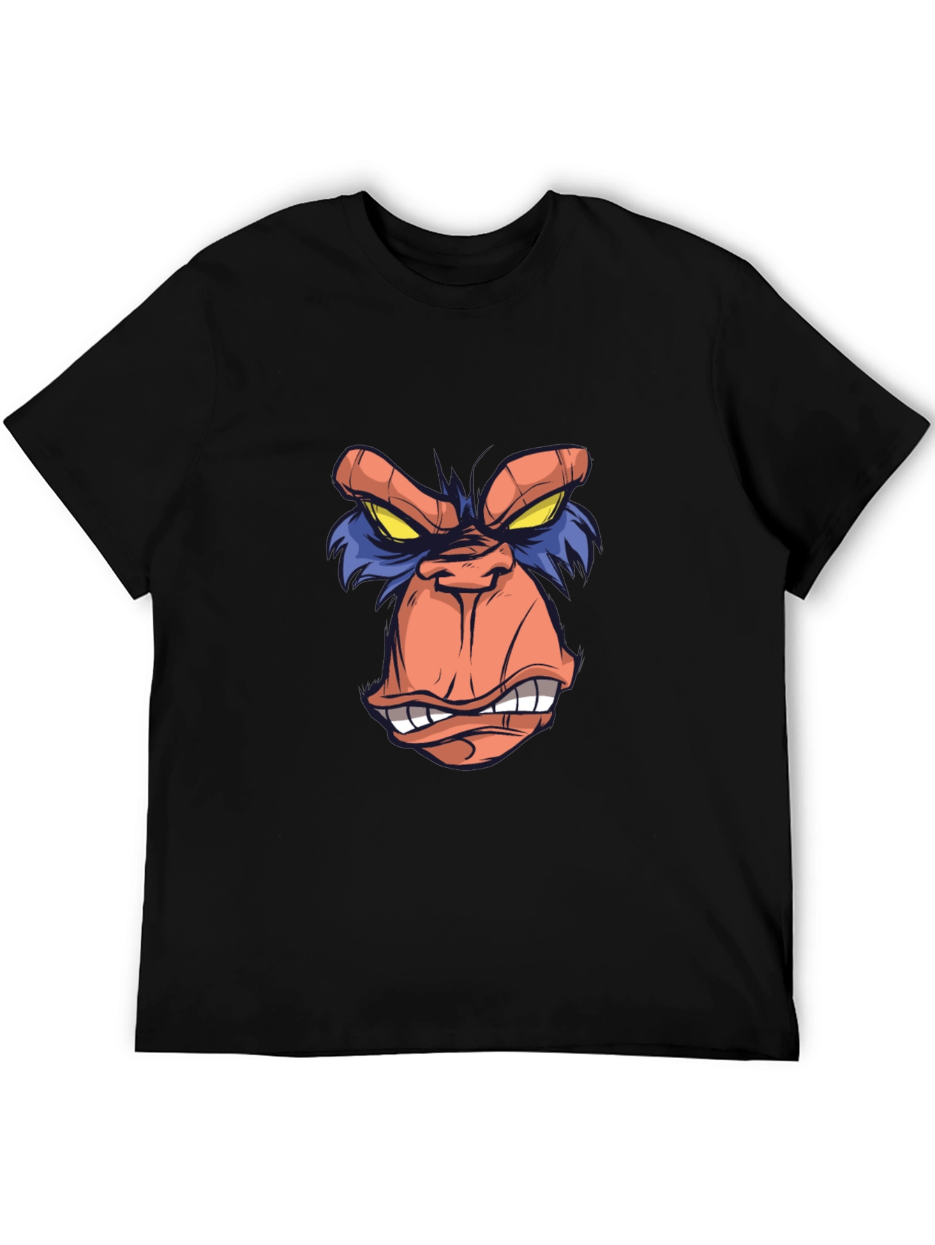 Cartoon Ape Face Graphic Tee - Black