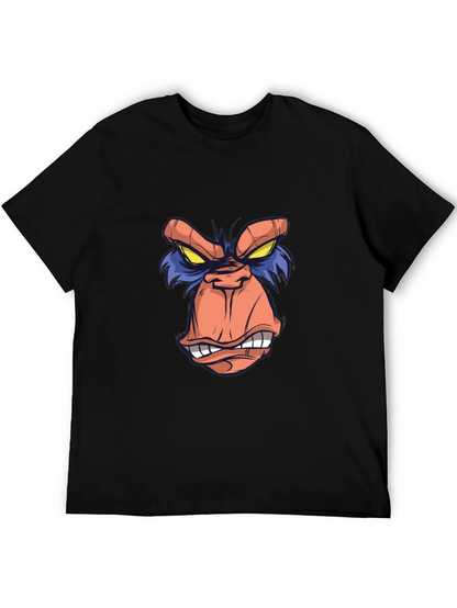 Cartoon Ape Face Graphic Tee - Black