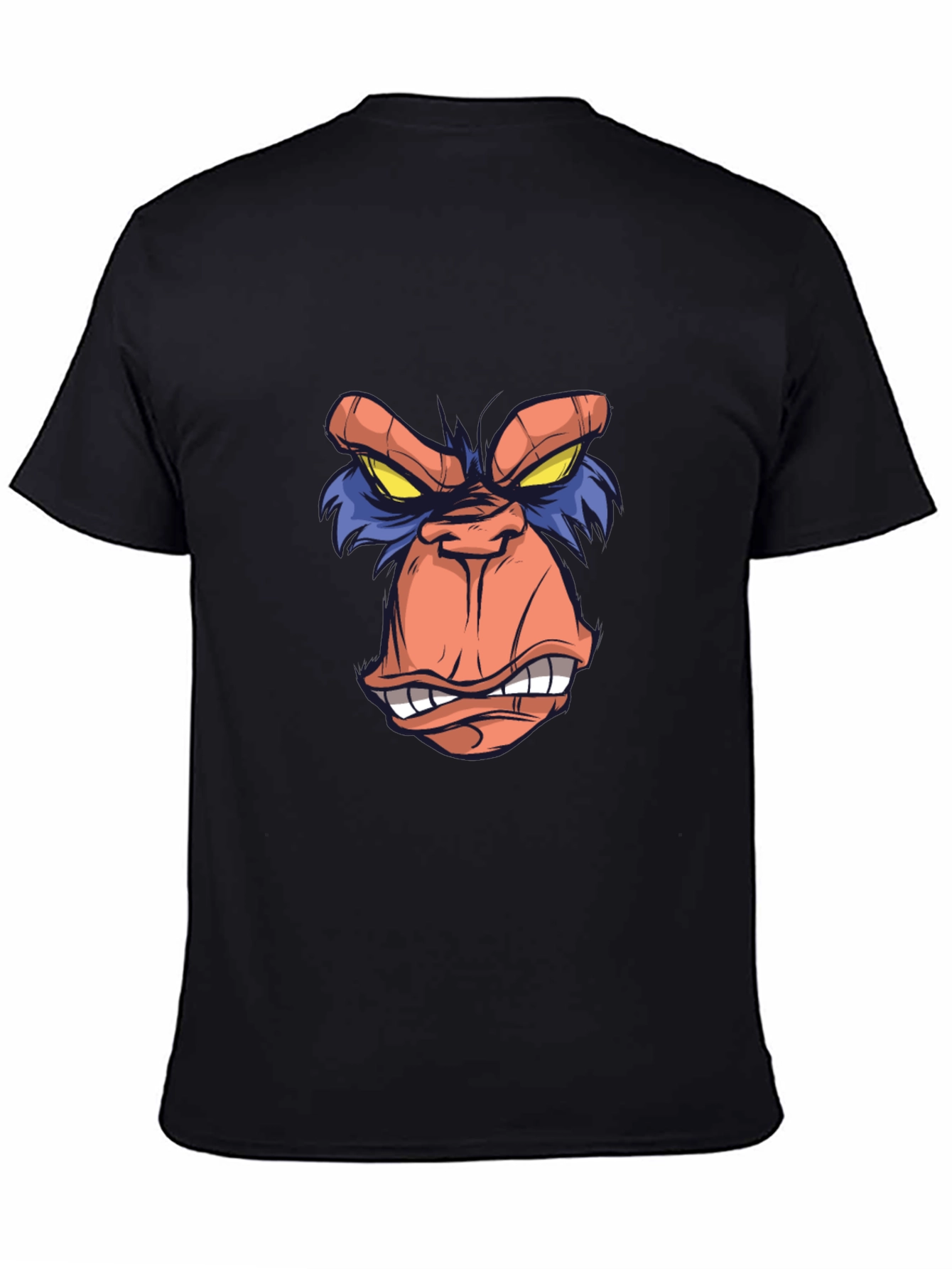 Cartoon Ape Face Graphic Tee - Black