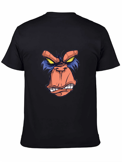 Cartoon Ape Face Graphic Tee - Black