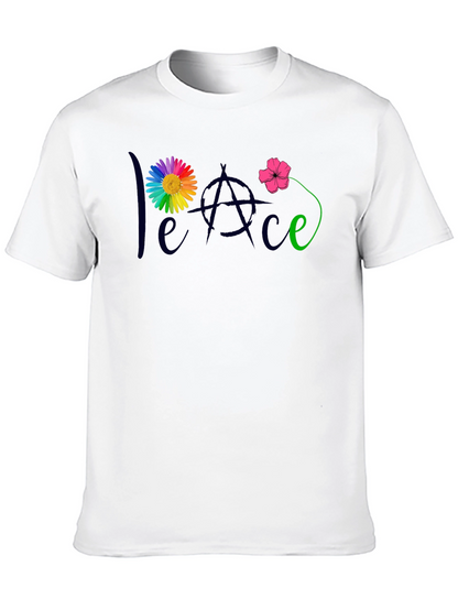 Peace Flower T-Shirt - Mens Black Tee