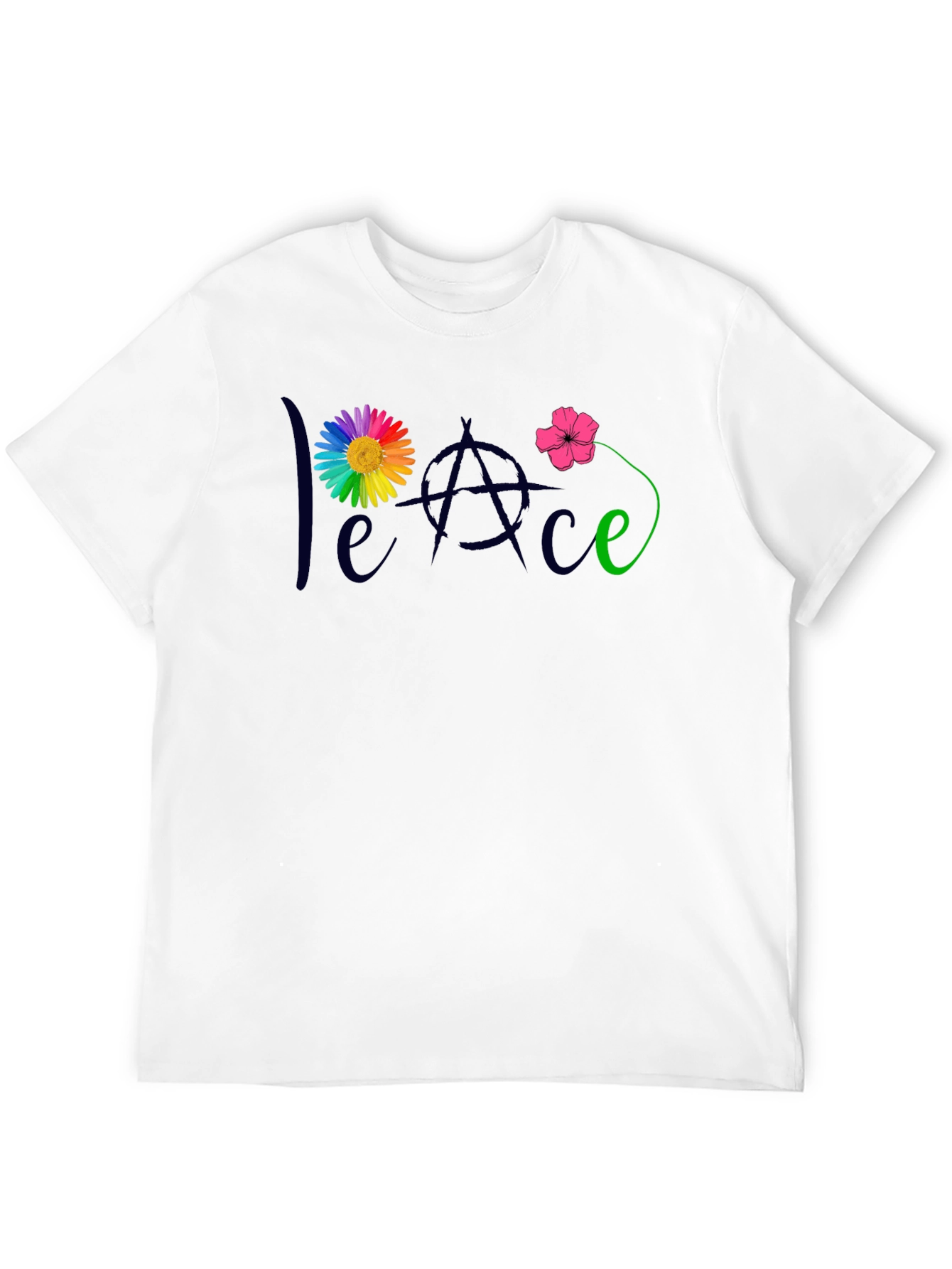 Peace Flower T-Shirt - Mens Black Tee