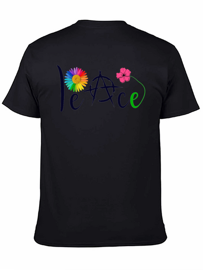 Peace Flower T-Shirt - Mens Black Tee