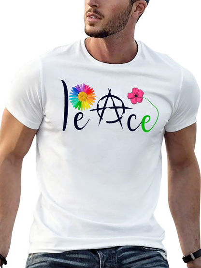 Peace Flower T-Shirt - Mens Black Tee
