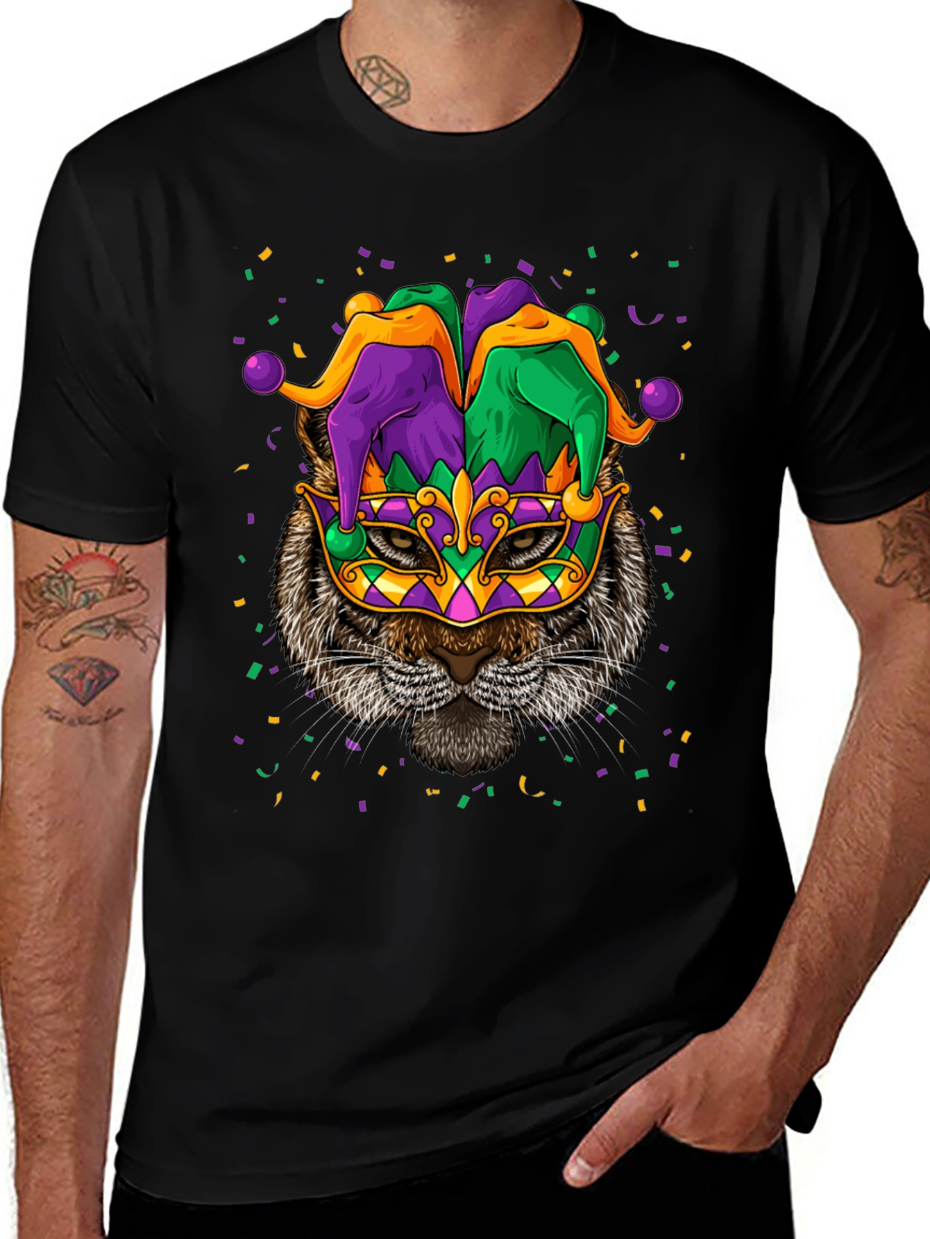 Mardi Gras Cat T-Shirt Unisex Graphic Tee