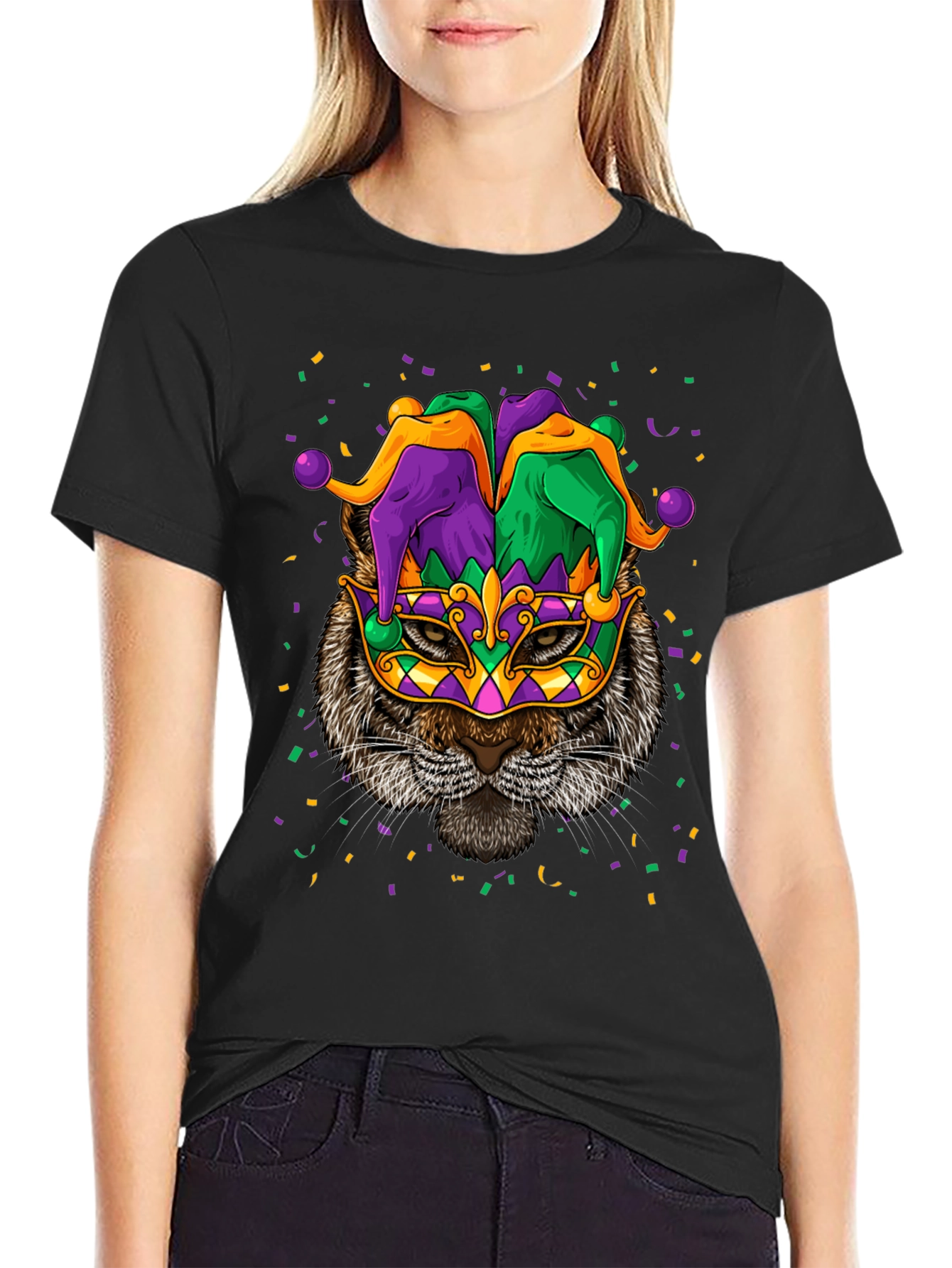 Mardi Gras Cat T-Shirt Unisex Graphic Tee