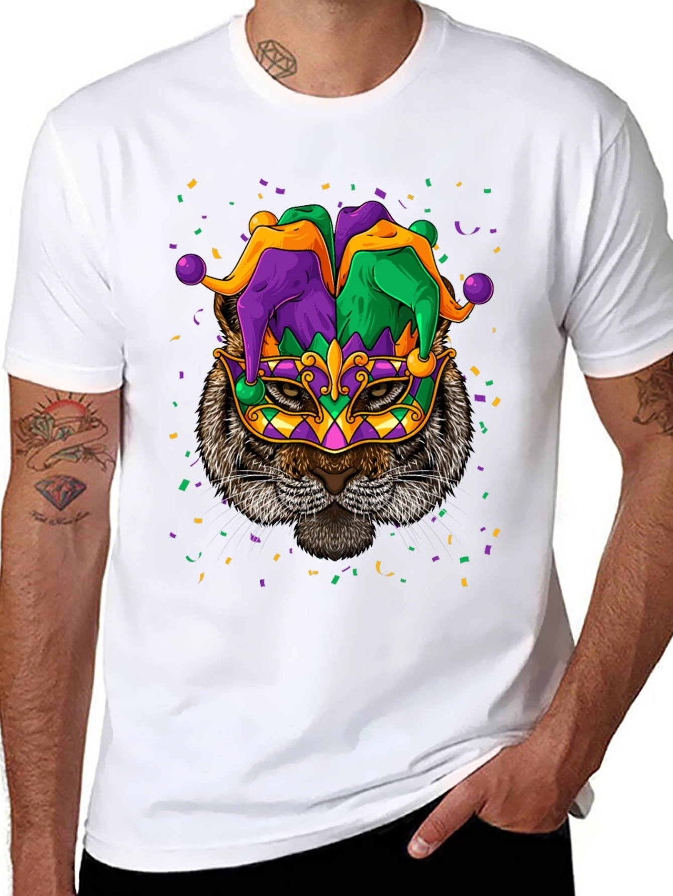 Mardi Gras Cat T-Shirt Unisex Graphic Tee
