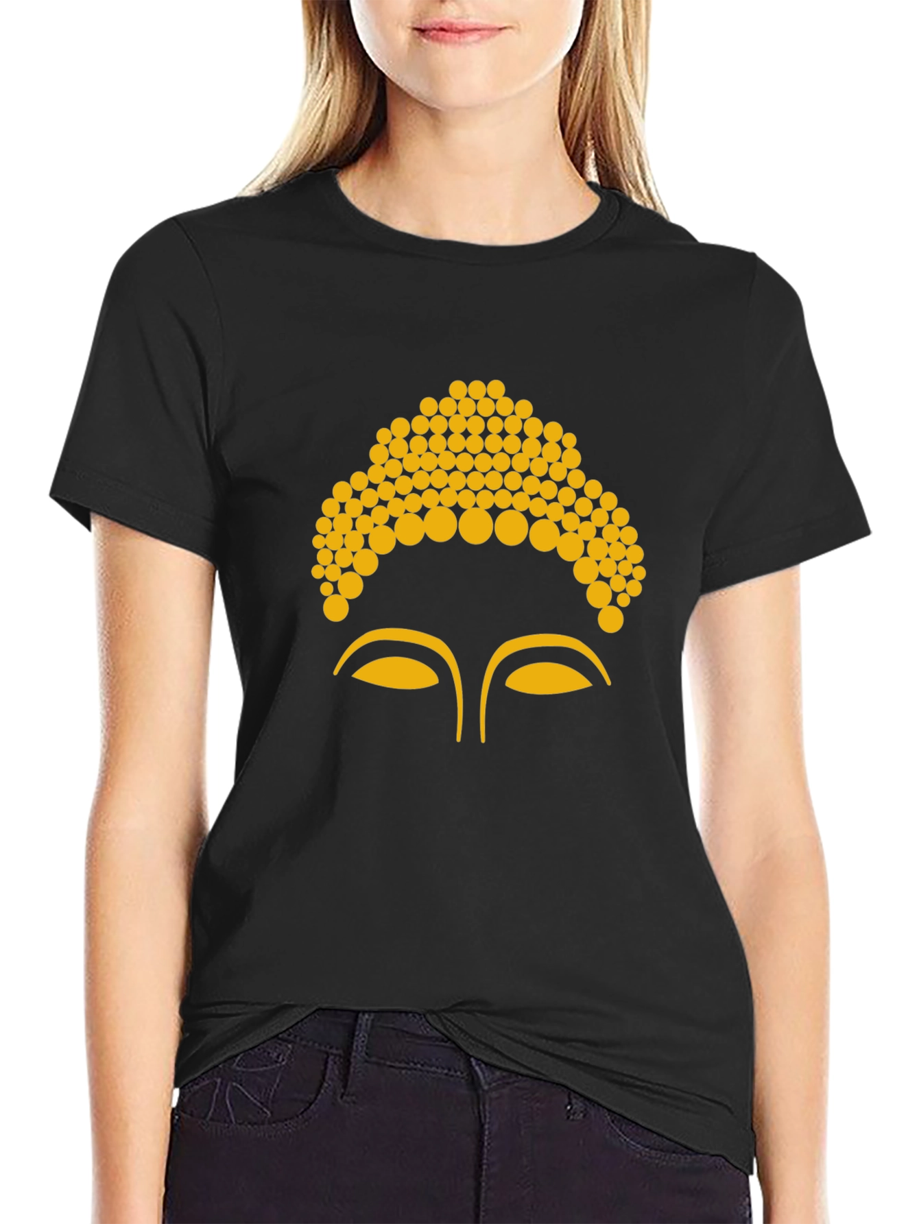 Buddha Face Graphic Tee - Black