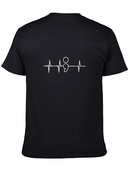 Semicolon Heartbeat Graphic T-Shirt - Black