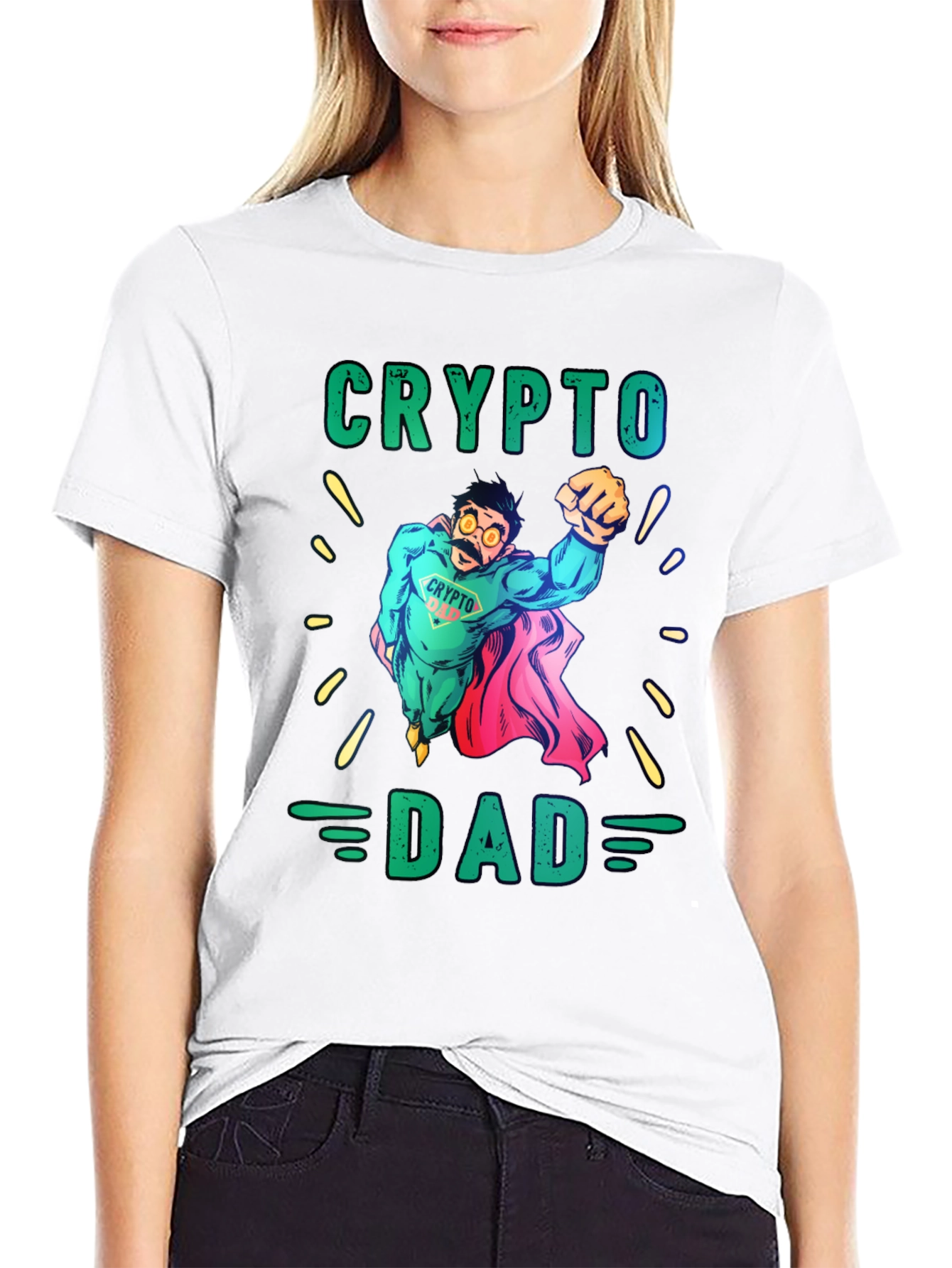 Crypto Dad Superhero Graphic T-Shirt