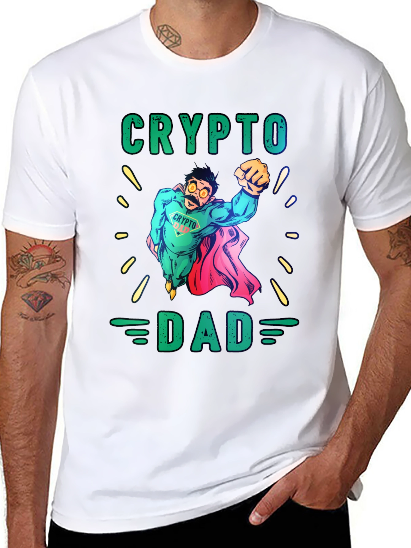 Crypto Dad Superhero Graphic T-Shirt