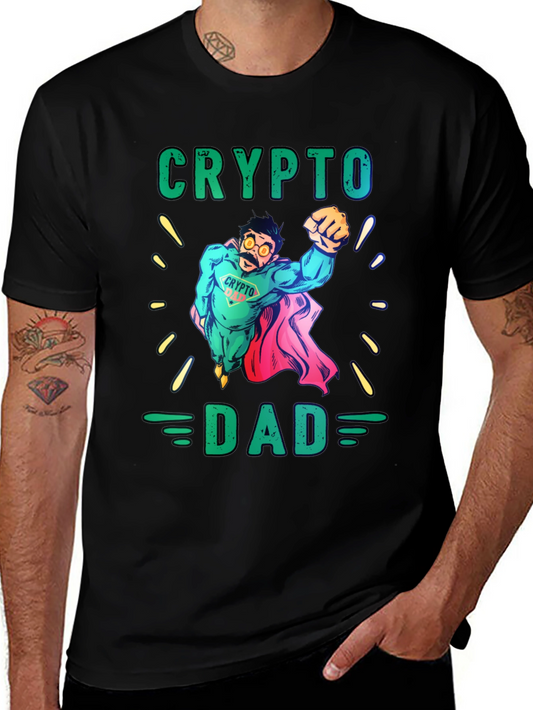 Crypto Dad Superhero Graphic T-Shirt