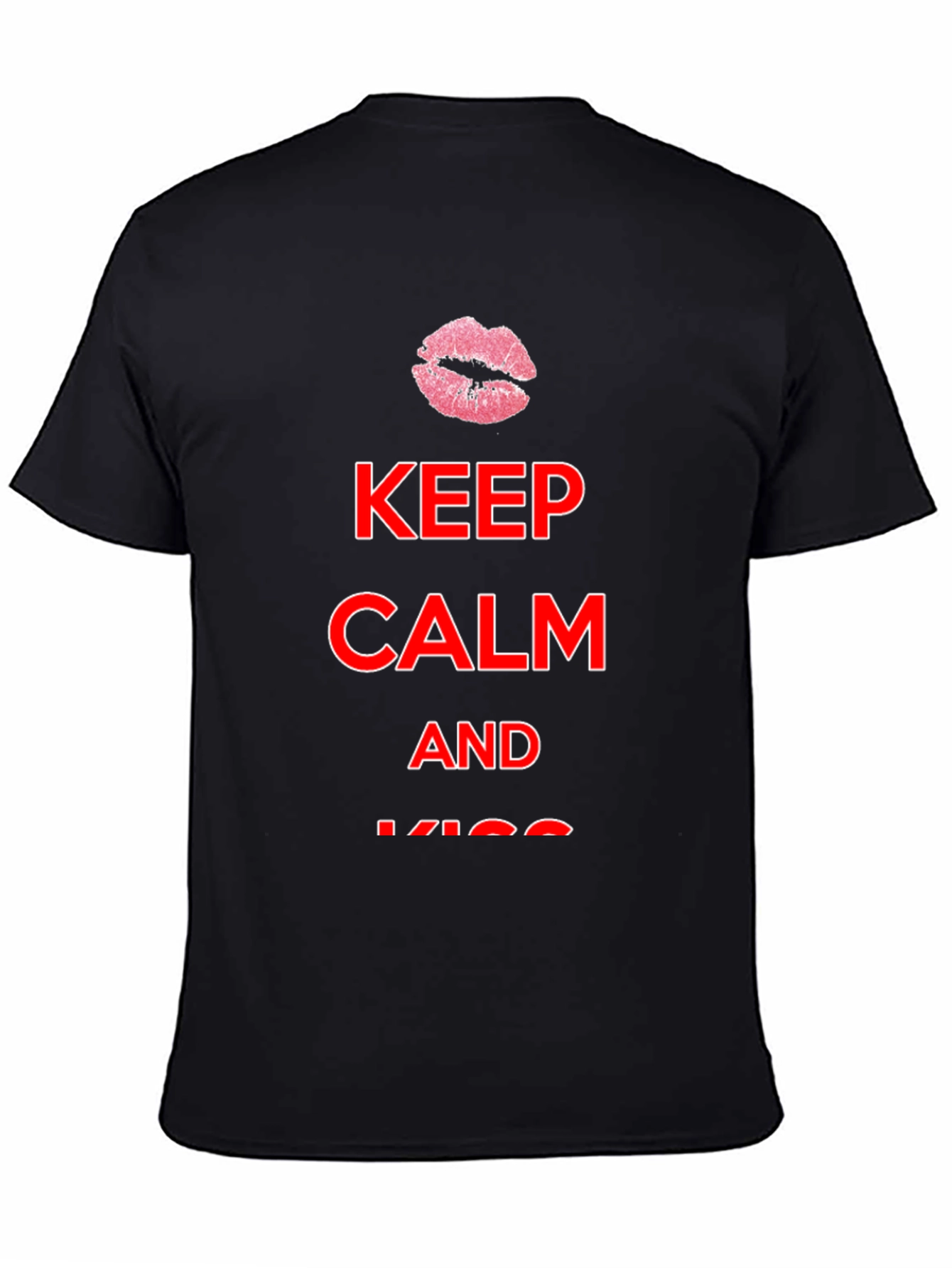 Keep Calm Kiss Mens Black Tee