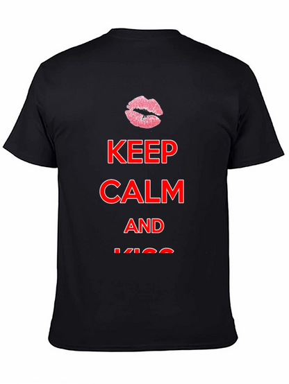 Keep Calm Kiss Mens Black Tee