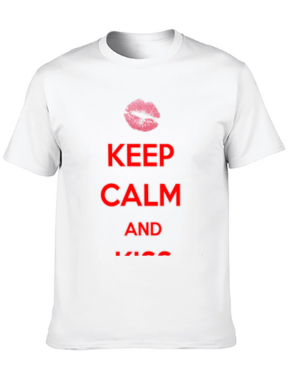 Keep Calm Kiss Mens Black Tee