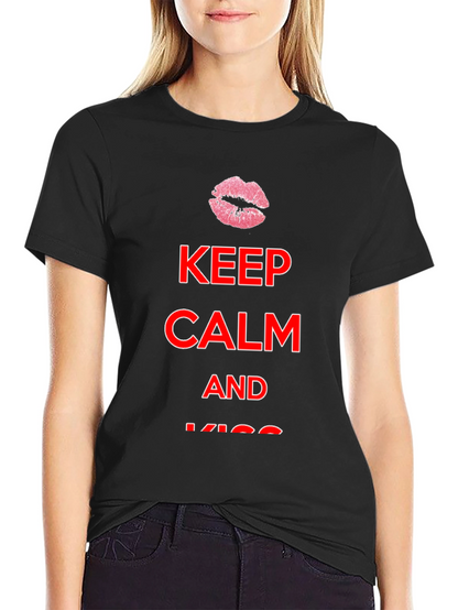 Keep Calm Kiss Mens Black Tee