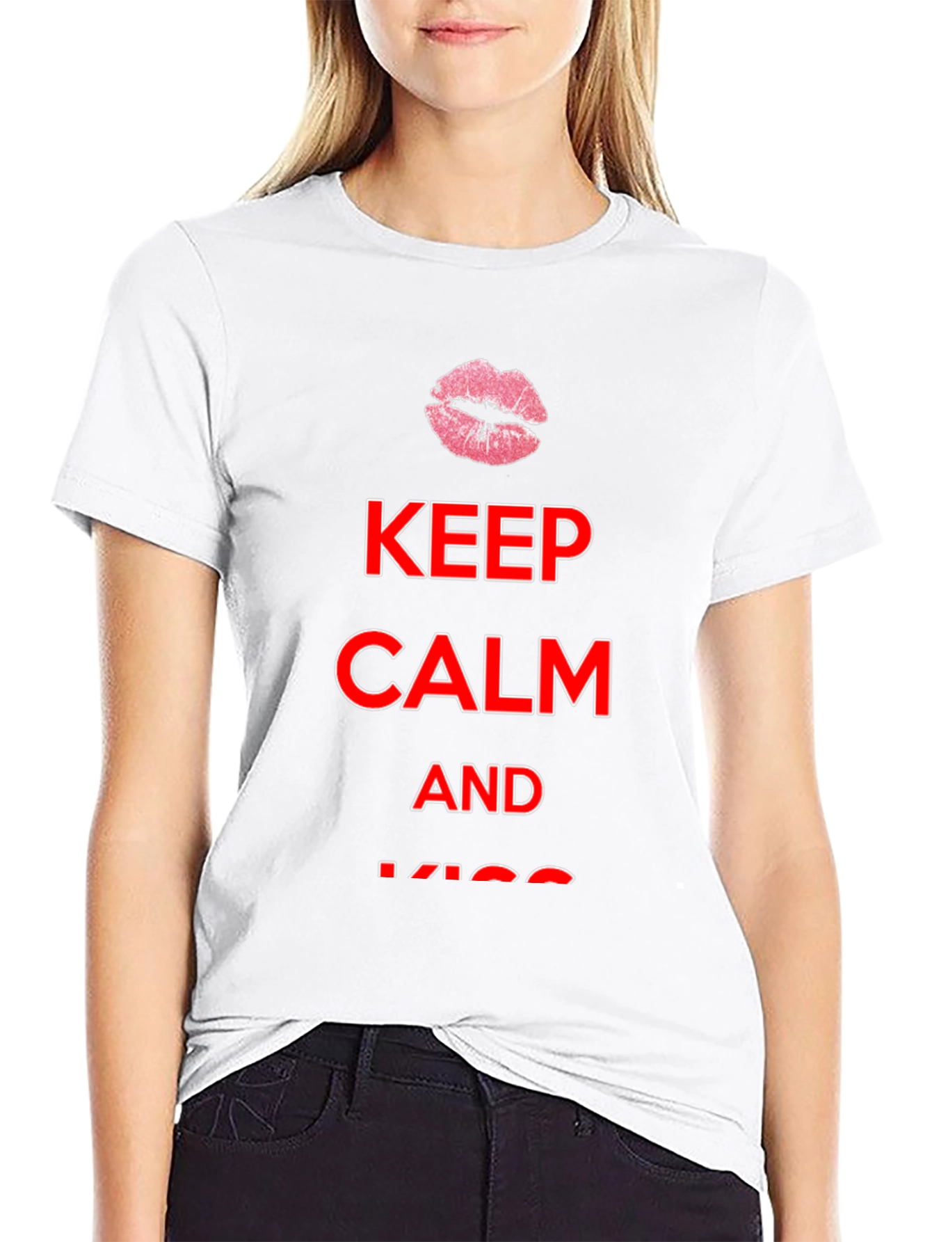 Keep Calm Kiss Mens Black Tee
