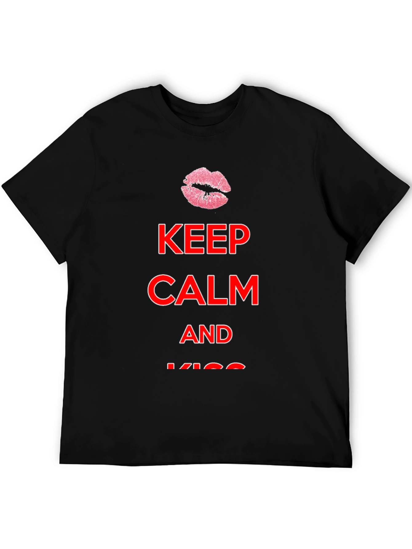 Keep Calm Kiss Mens Black Tee